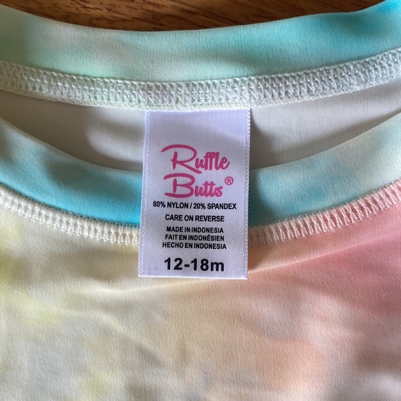 Ruffle Butts toddler tie dye rash guard. Size 12-18 months - Picture 2 of 5